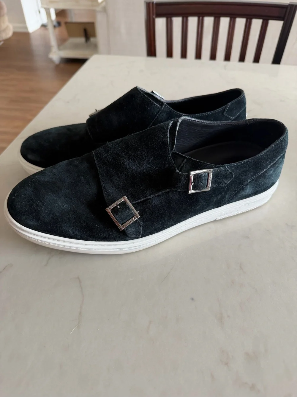 Jimmy Choo Black Suede Double Monk Strap Sneakers